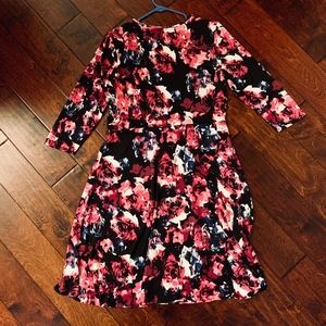 (SOLD) 3/4 Sleeve Floral Print Dress, Large